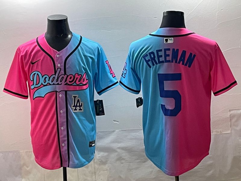 Men Los Angeles Dodgers #5 Freeman Blue pink Game 2025 Nike MLB Jersey style 0010